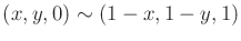 $ (x,y,0) \sim (1-x,1-y,1)$