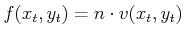 $ f(x_t,y_t) = n \cdot v(x_t,y_t)$
