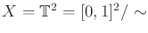 $ X = {\mathbb{T}}^2 = [0,1]^2{/\sim}$