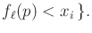 $\displaystyle f_\ell(p) < x_i   \} .$