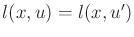 $ l(x,u) = l(x,u')$