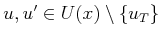 $ u,u' \in U(x) \setminus
\{u_T\}$