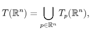 $\displaystyle T({\mathbb{R}}^n) = \bigcup_{p \in {\mathbb{R}}^n} T_p({\mathbb{R}}^n) ,$