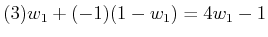 $\displaystyle (3) w_1 + (-1) (1-w_1) = 4 w_1 -1$