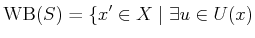 $\displaystyle \operatorname{WB}(S) = \{x^\prime \in X \;\vert\; \exists u \in U(x)$