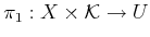$ \pi _1: X \times
{\cal K}\rightarrow U$