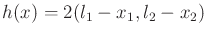 $ h(x) = \atan2(l_1-x_1,l_2-x_2)$