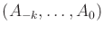 $ (A_{-k},\ldots,A_0)$