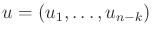 $ u = (u_1,\ldots,u_{n-k})$