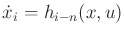 $ {\dot x}_i = h_{i-n}(x,u)$