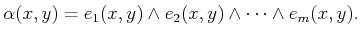 $\displaystyle \alpha (x,y) = e_1(x,y) \wedge e_2(x,y) \wedge \cdots \wedge e_m(x,y) .$