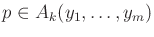 $ p \in A_k(y_1,\ldots,y_m)$