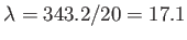 $ \lambda = 343.2 / 20 = 17.1$